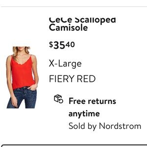 CeCe Women's Red Scalloped Camisole